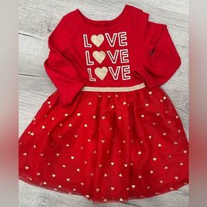 Cat & Jack Red Dress with Gold Heart Accents
